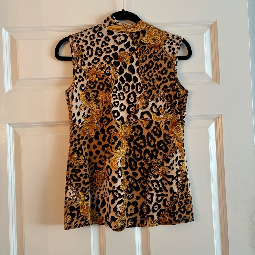 NWOT IMAN Leopard Status  Print Mock Neck Top